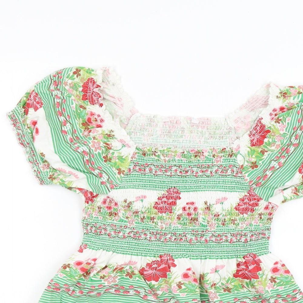 Preworn Womens White Floral  Basic Blouse Size 10