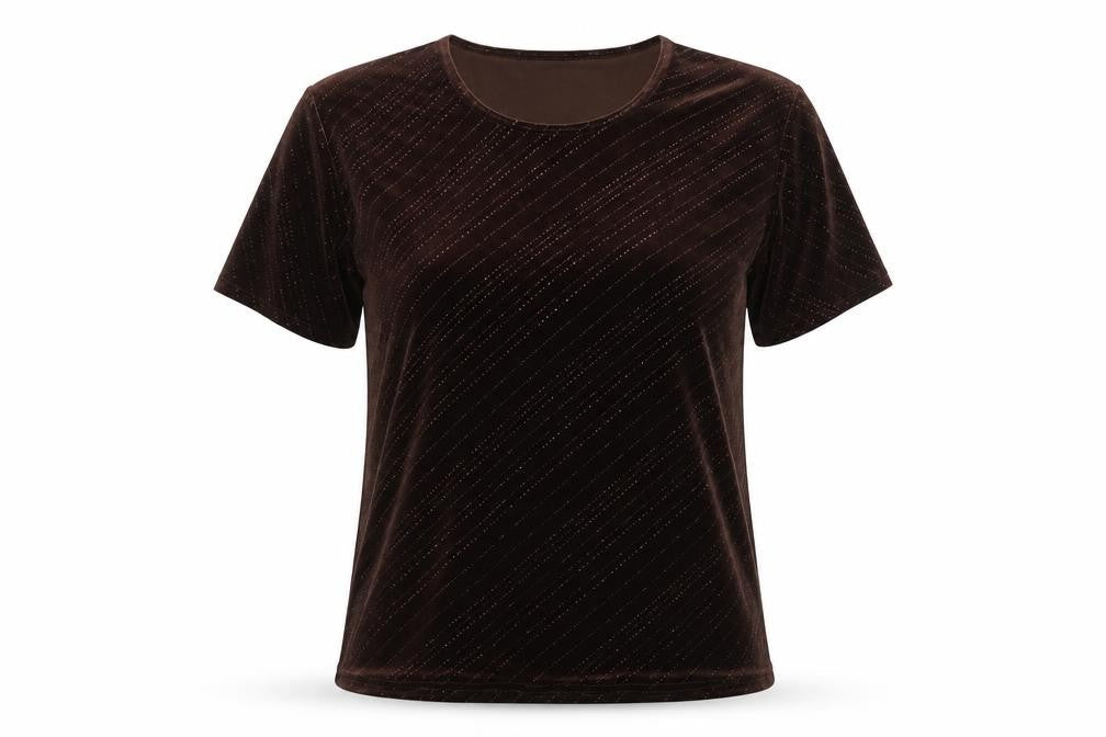 Charmell Womens Brown   Basic T-Shirt Size L