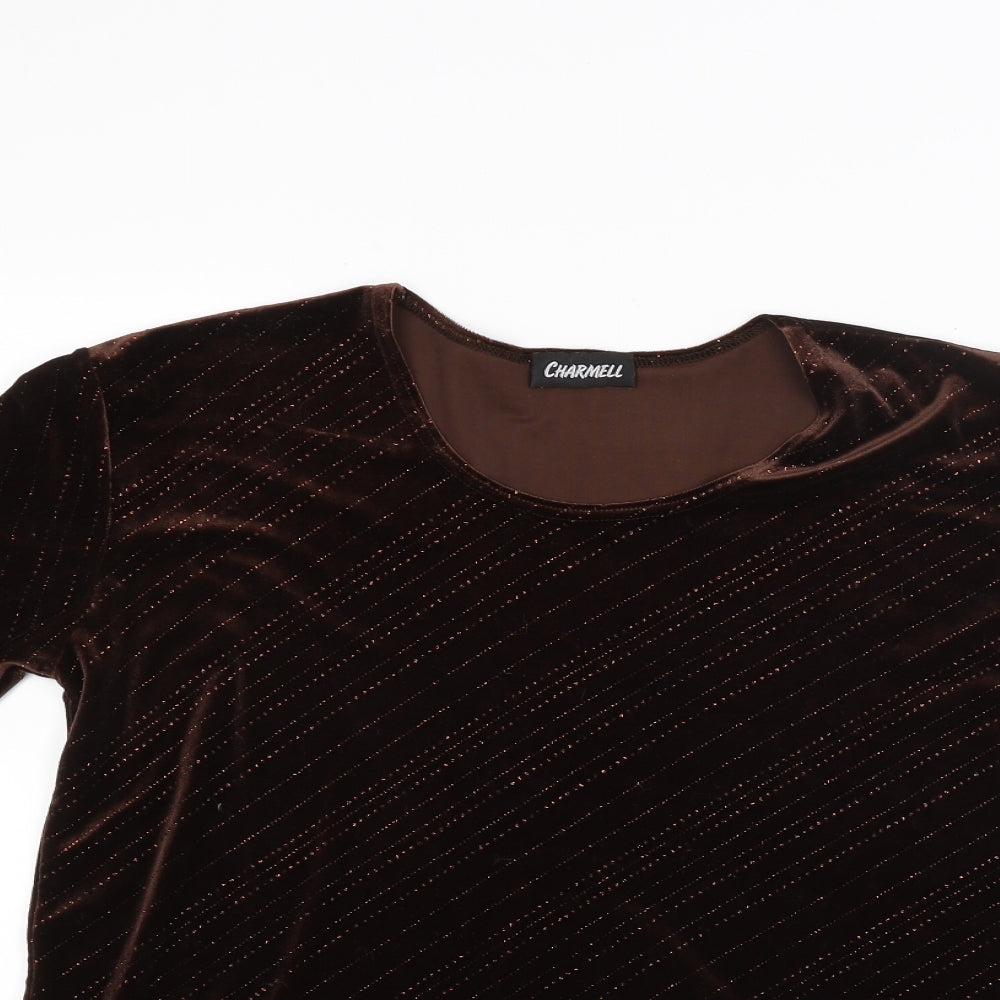 Charmell Womens Brown   Basic T-Shirt Size L