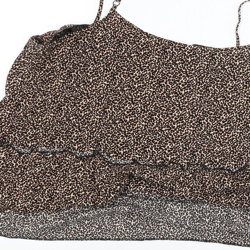George Womens Brown Animal Print  Basic Blouse Size 16