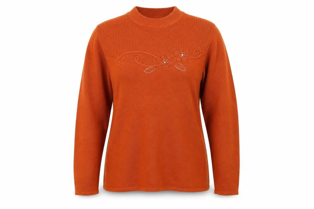 Alexandra Womens Orange Floral  Pullover Jumper Size L