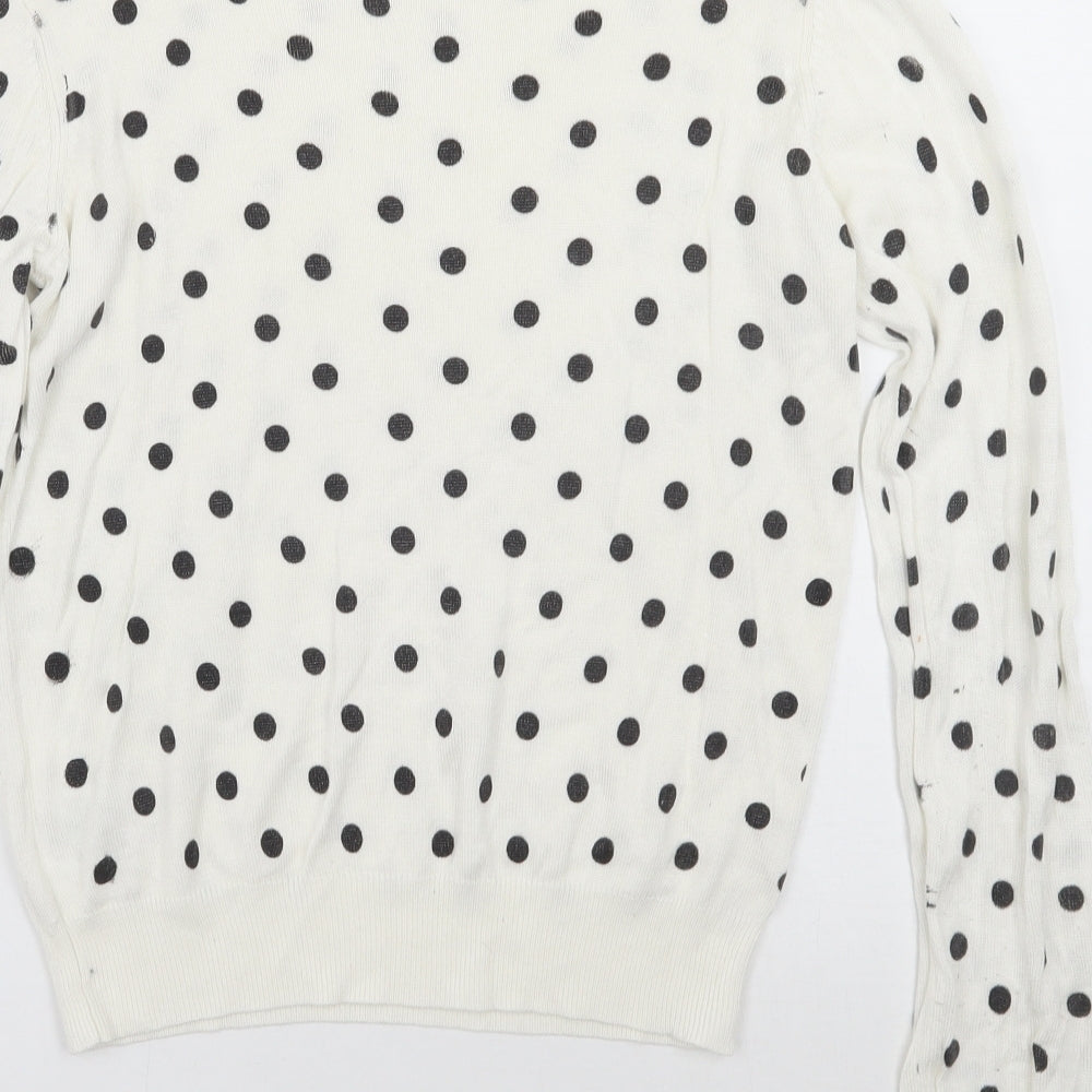 Brave Soul Womens White Polka Dot  Pullover Jumper Size M