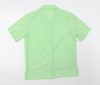 Preloved Preworn Womens Green Geometric  Basic Blouse Size 14 - Back