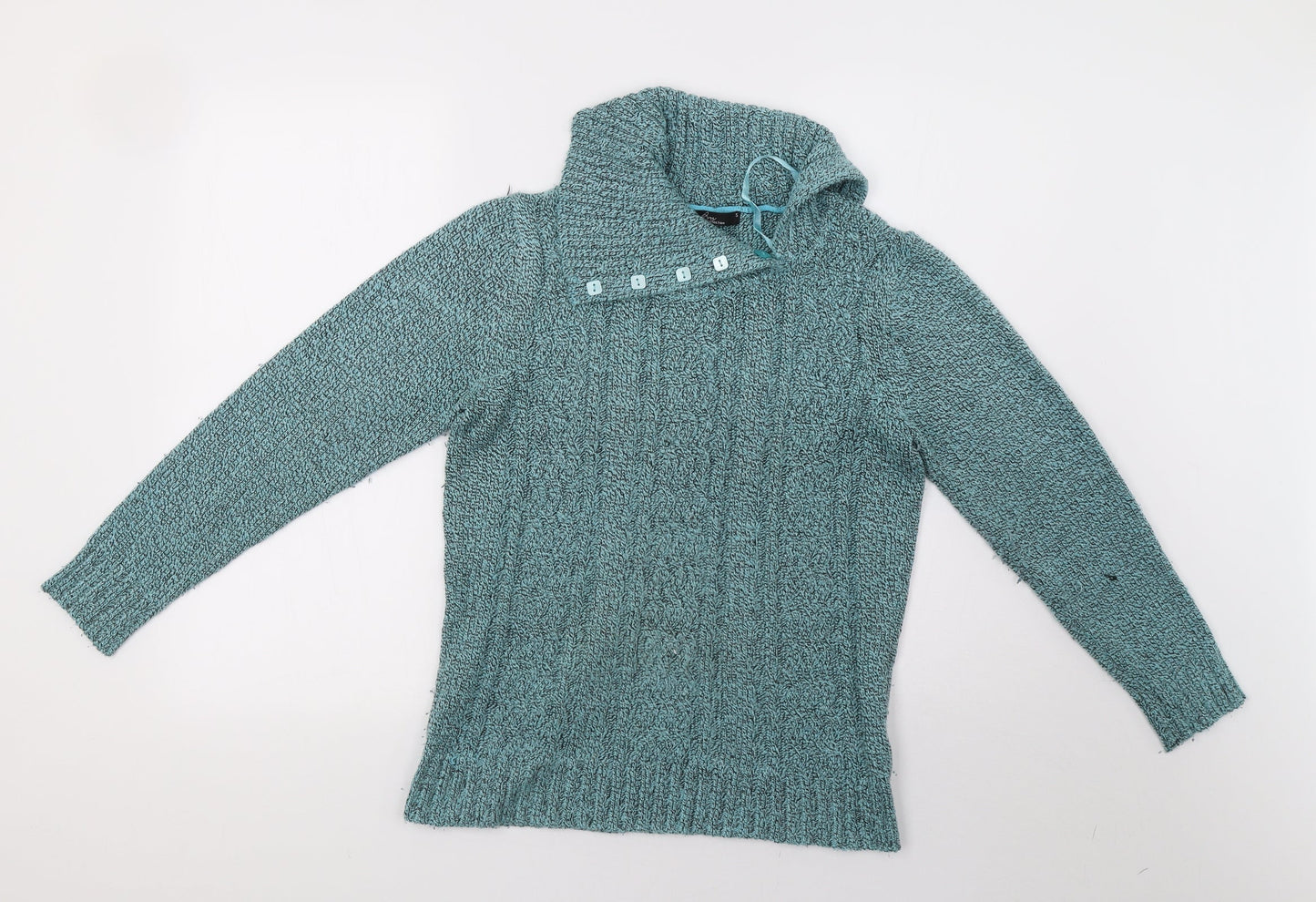 BM Collection Womens Green  Knit Pullover Sweatshirt Size S
