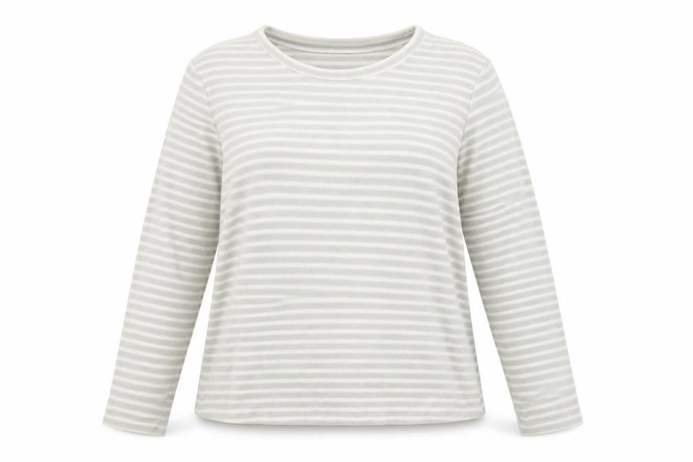 luxe leisure Womens Grey Striped   Pyjama Top Size M