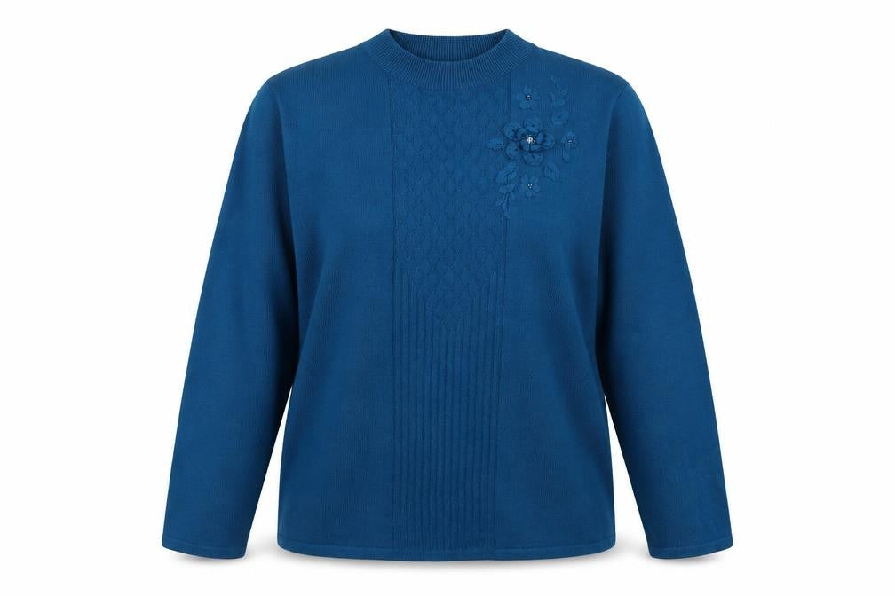 Casamia Womens Blue Knit Pullover Sweatshirt Size L