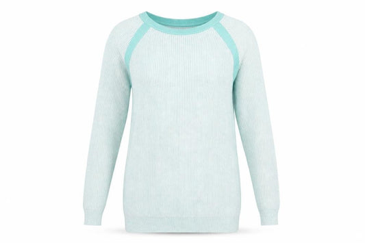 Front view of ASOS women’s blue jumper, size UK 12