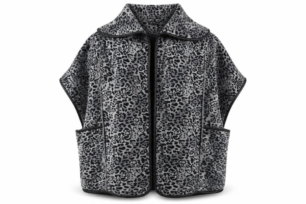 Maya Womens Grey Animal Print   Coatigan One Size  - sleeveless