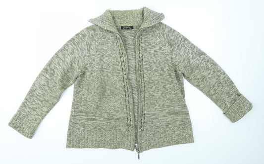 ALEKARA Womens Green   Full Zip Jumper Size L