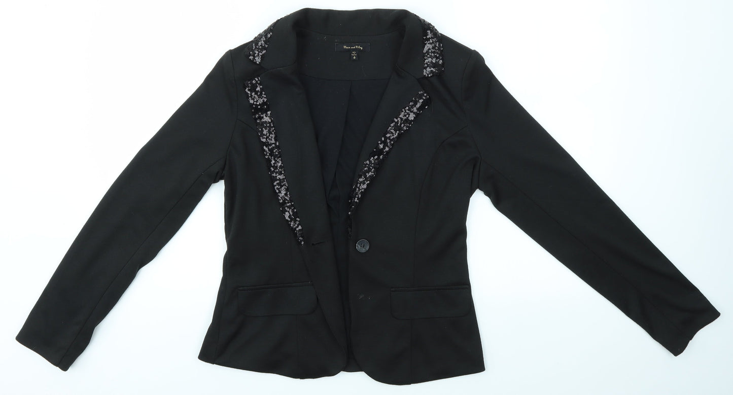 MAX AND RILEY Womens Black   Jacket Blazer Size S
