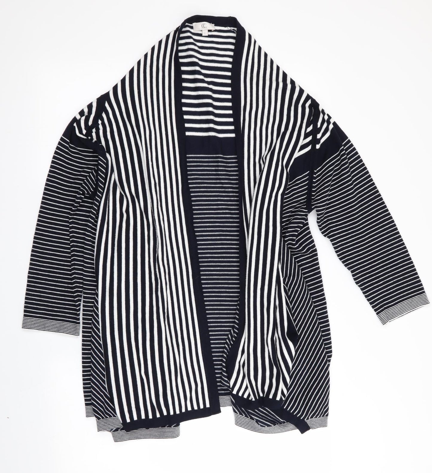CC Womens Blue Striped  Cardigan Jumper Size L  - Waterfall Cardigan