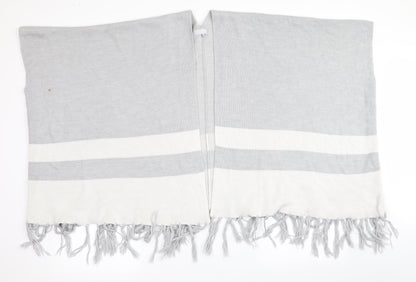 Additional front view of Red Herring women’s grey striped overcoat poncho, size M