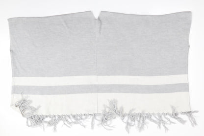Back view of Red Herring women’s grey striped overcoat poncho, size M