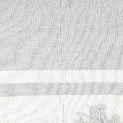 Brand and care label for Red Herring women’s grey striped overcoat poncho, size M
