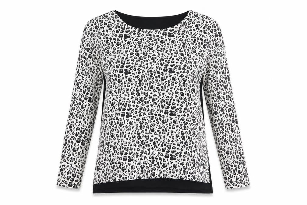 Lands' End Womens White Animal Print  Tunic T-Shirt Size XS