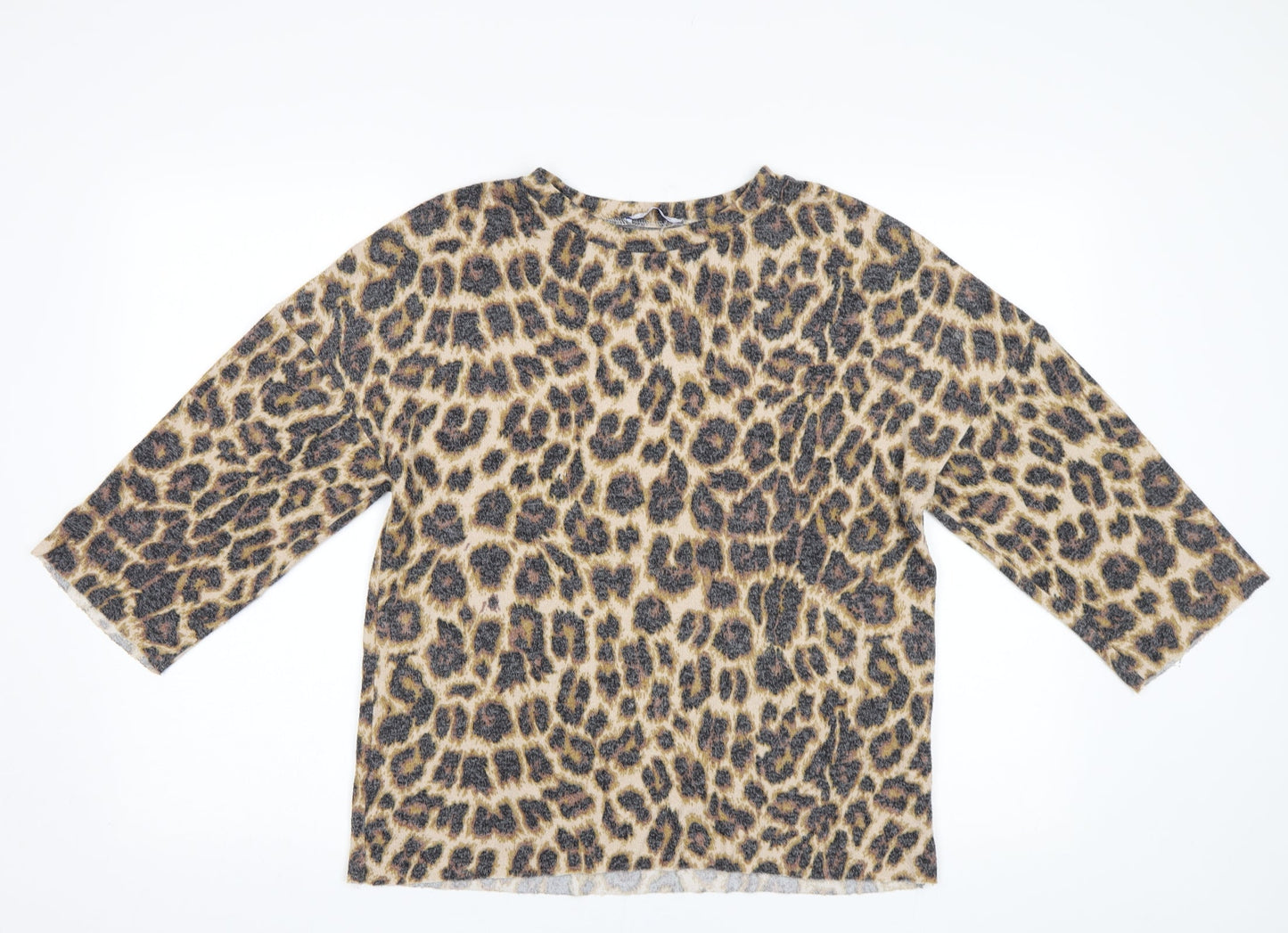Zara Womens Beige Animal Print  Basic Blouse Size S