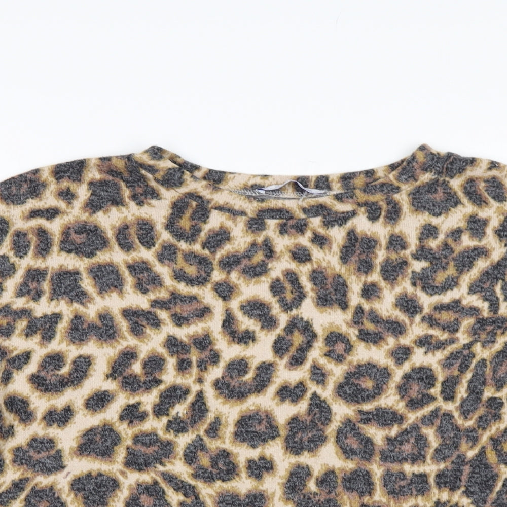 Zara Womens Beige Animal Print  Basic Blouse Size S