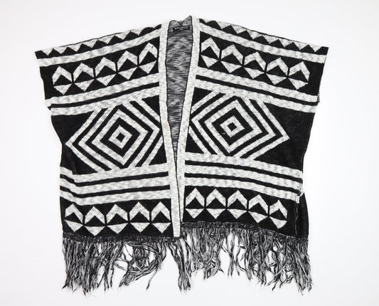 Select Womens Black Geometric  Cardigan Jumper Size M