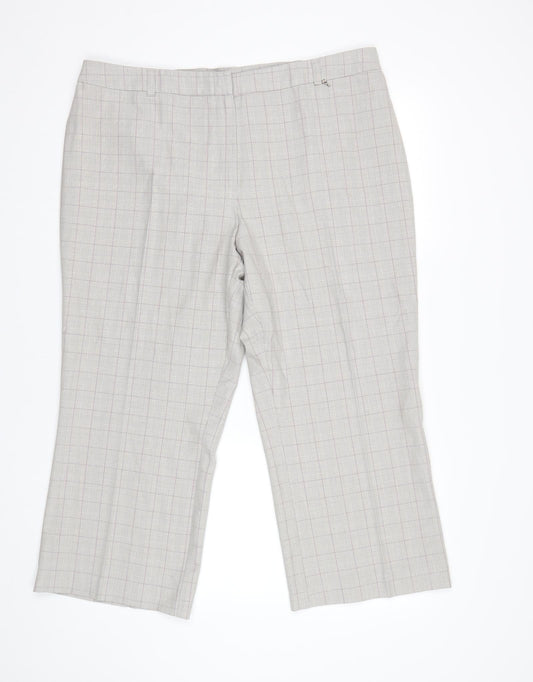 Agenda Womens Grey Check  Cropped Trousers Size 20 L23 in