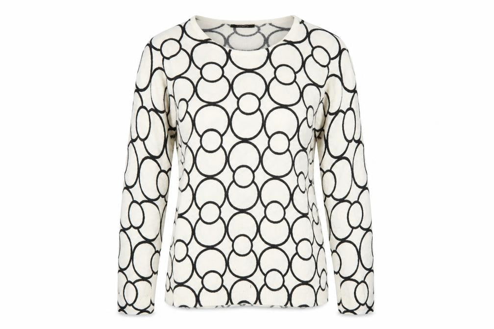 Bonmarché Womens White Geometric Pullover Jumper Size S