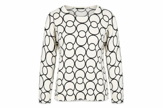 Bonmarché Womens White Geometric Pullover Jumper Size S