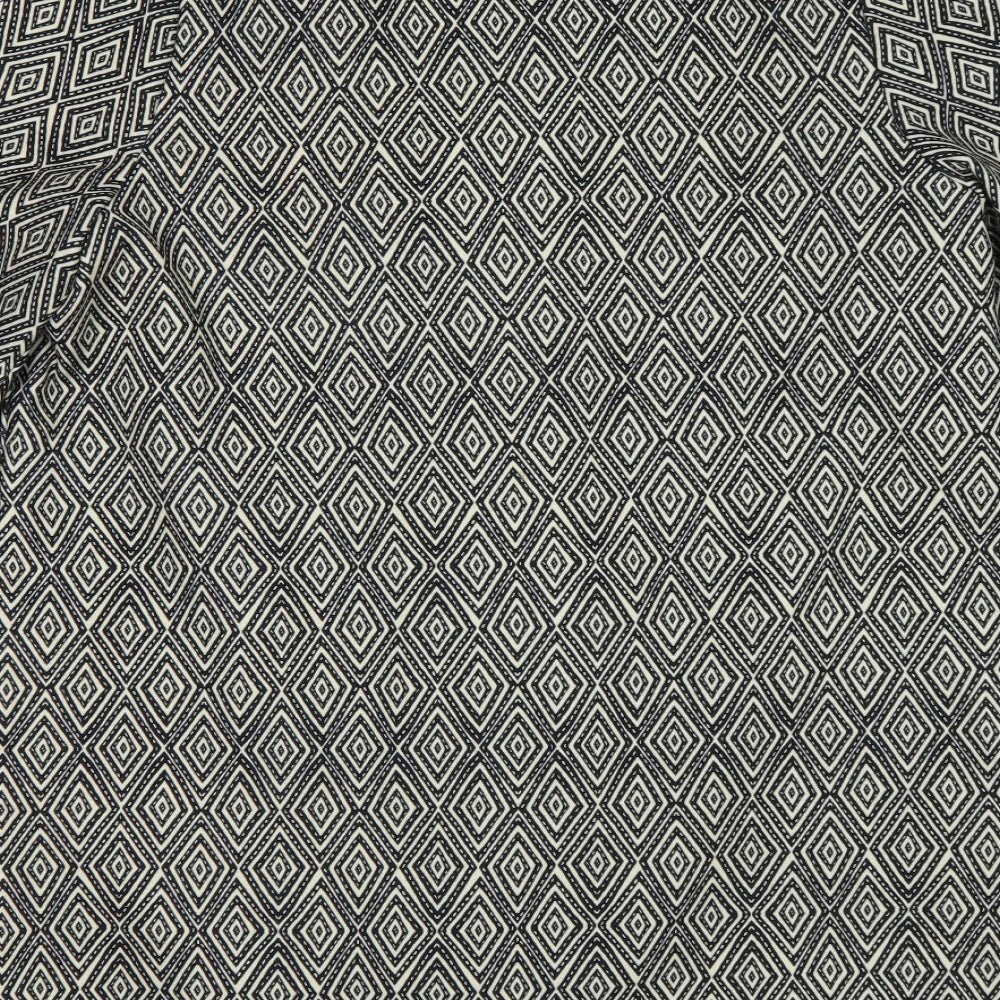 H&M Womens Black Geometric  Overcoat Coat Size 10