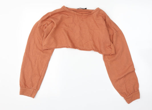 PRETTYLITTLETHING Womens Orange   Pullover Sweatshirt Size 10  - Cropped