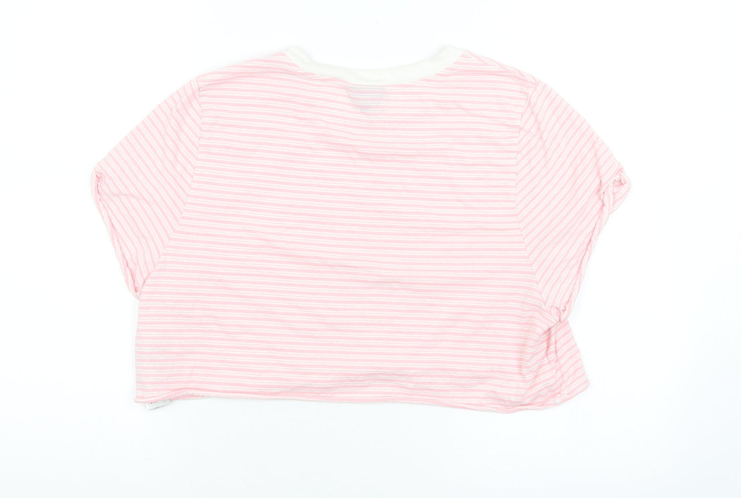 Topshop Womens Pink Striped  Cropped T-Shirt Size 14