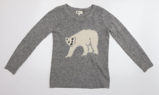 NEXT Womens Grey   Henley Jumper Size 8  - Polar Bear