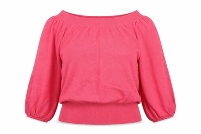 Front view of Atmosphere women’s pink knit basic blouse, size UK 10