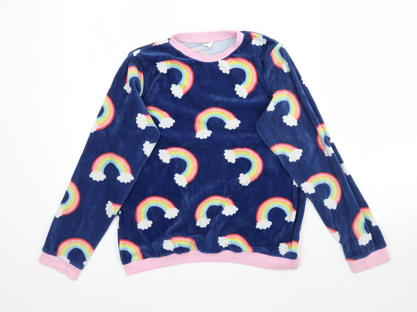 M&Co Girls Multicoloured Solid  Top Pyjama Top Size 11-12 Years  - Rainbows