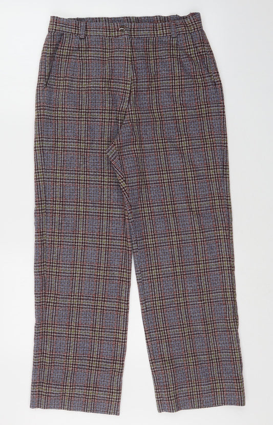 constance wood Womens Multicoloured Check  Dress Pants Trousers Size 12 L26 in