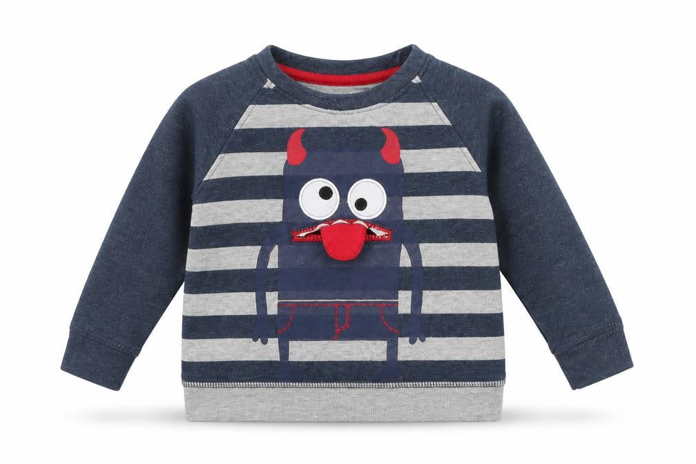 Little Rebel Boys Blue Striped  Pullover Jumper Size 9-12 Months