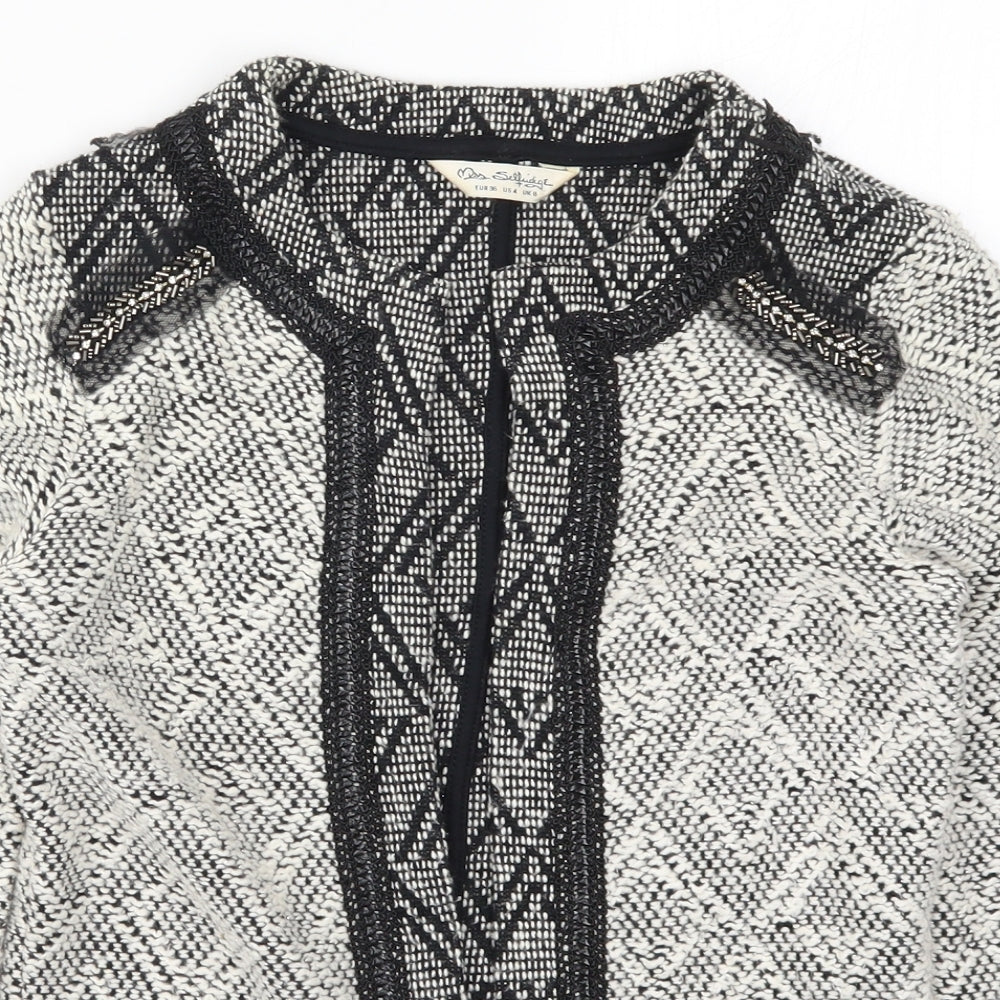 Miss Selfridge Womens Grey Argyle/Diamond  Jacket  Size 8