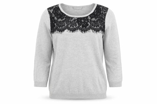 BHS Womens Grey  Lace Pullover Jumper Size 8