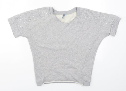 Additional front view of Evie women’s grey pullover sweatshirt, size UK 10