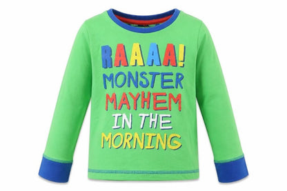 Tu Boys Green Solid   Pyjama Top Size 2-3 Years  - RAAAA! Monster Mayhem in the Morning