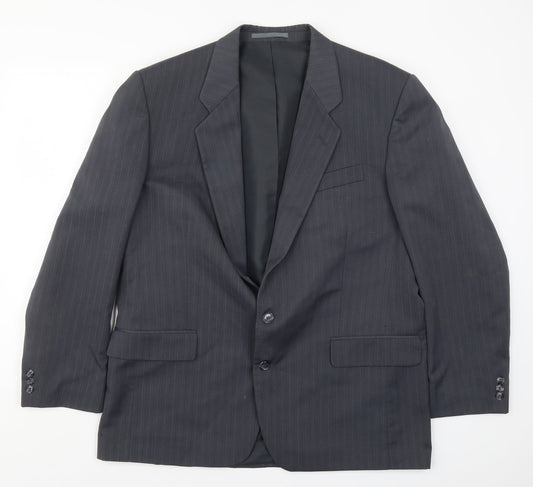 Greenwoods Mens Grey Striped  Jacket Suit Jacket Size 44