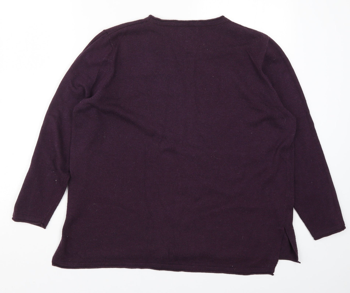 First Avenue Womens Purple  Knit Pullover Jumper Size XL