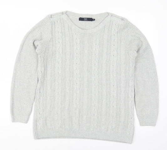 Isle Womens Grey  Knit Pullover Jumper Size 14