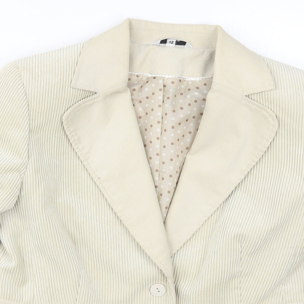 Klass Womens Beige  Corduroy Jacket  Size 12