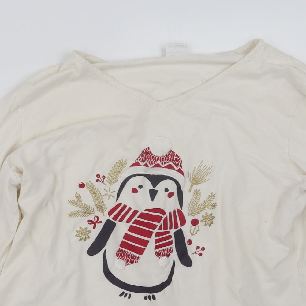 Damart Womens Beige Geometric  Top Pyjama Top Size M  - Christmas