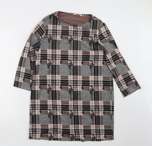 TU Womens Black Geometric  Basic T-Shirt Size 12  - Long
