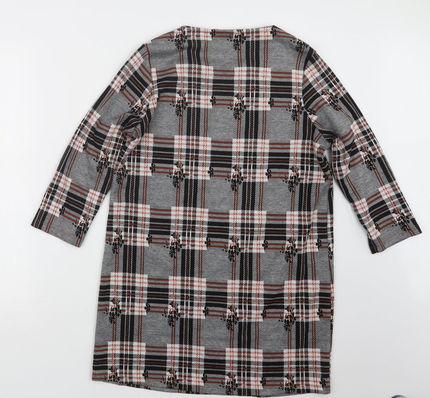TU Womens Black Geometric  Basic T-Shirt Size 12  - Long