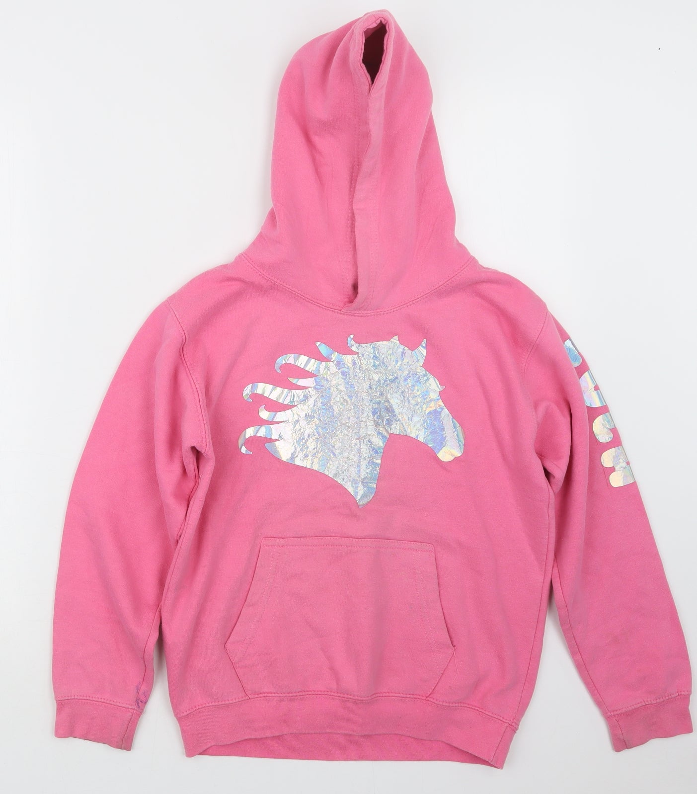 Awdis Girls Pink   Pullover Hoodie Size 9-10 Years