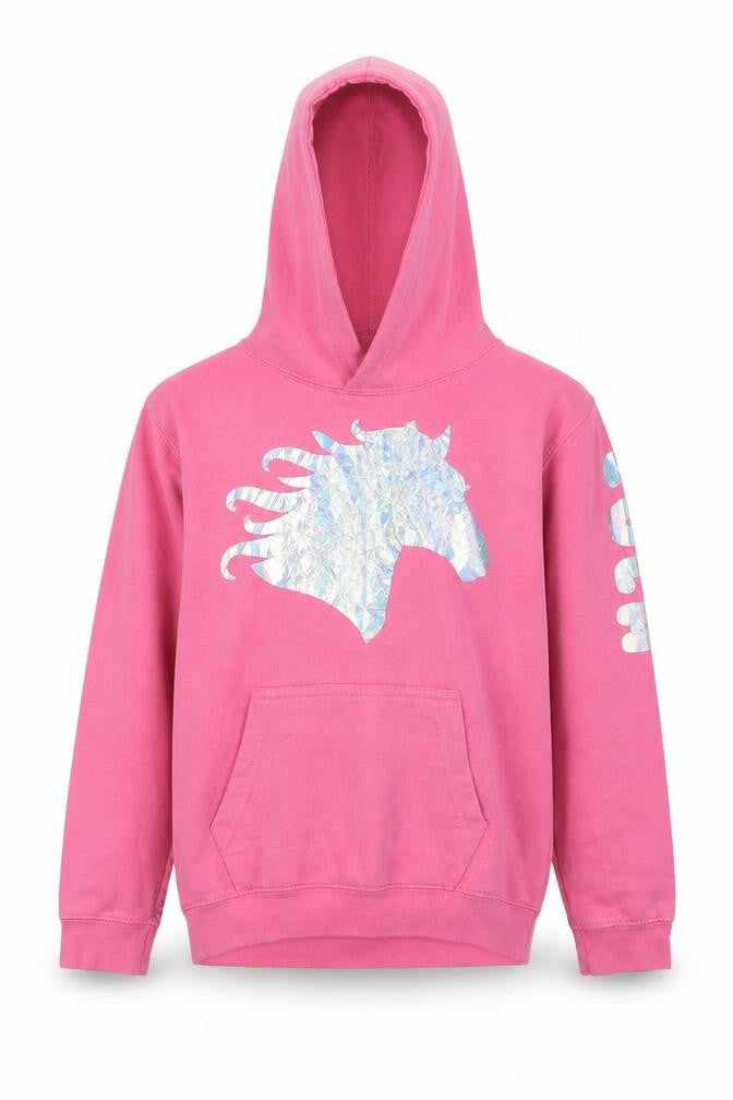 Awdis Girls Pink   Pullover Hoodie Size 9-10 Years