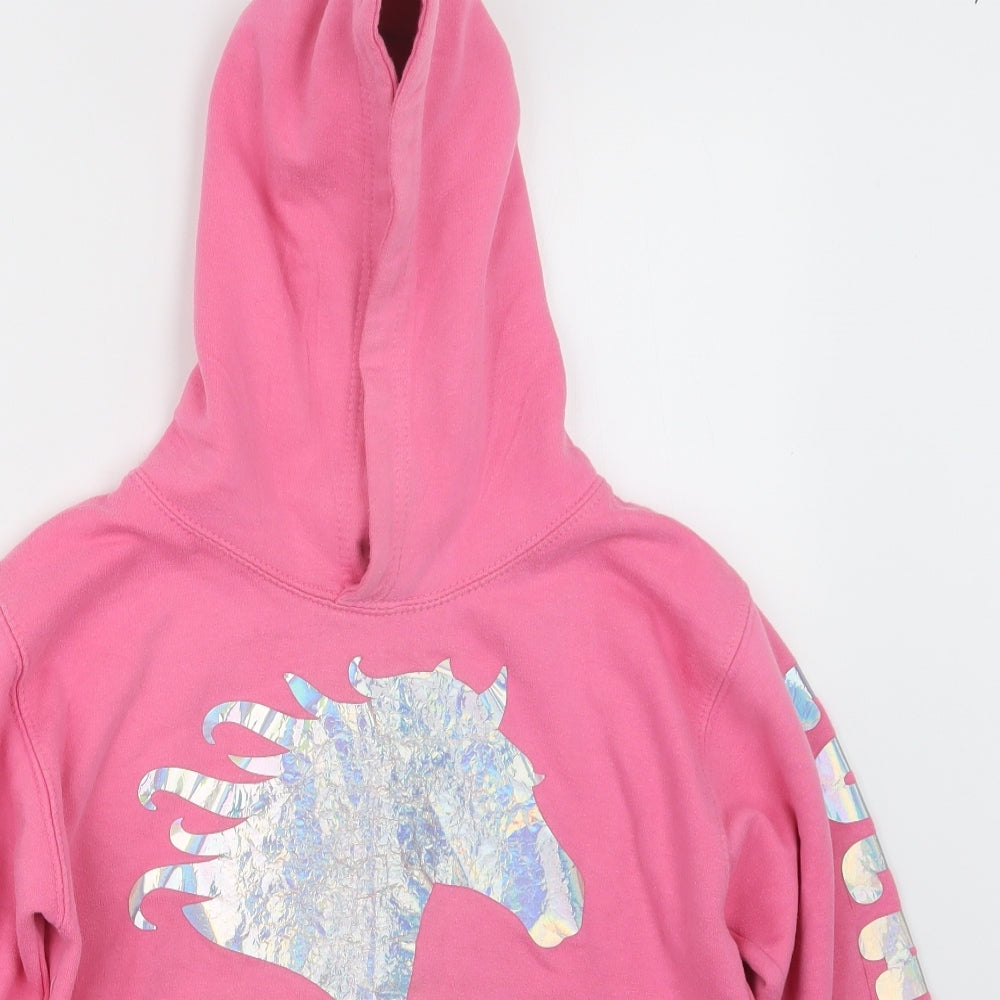 Awdis Girls Pink   Pullover Hoodie Size 9-10 Years