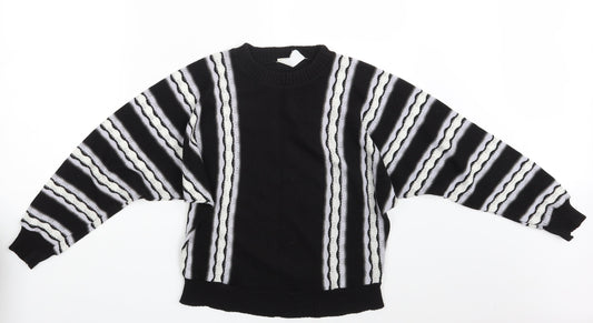 Preworn Womens Black Striped  Pullover Jumper Size 10