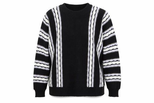 Preworn Womens Black Striped  Pullover Jumper Size 10