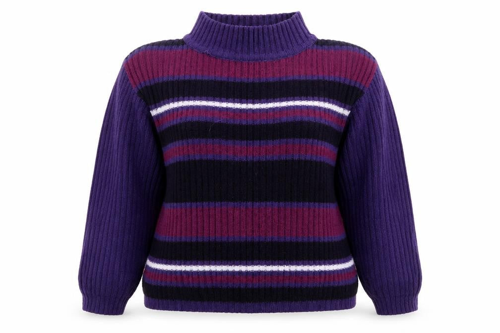 Classics Essentials Womens Purple Striped  Pullover Jumper One Size